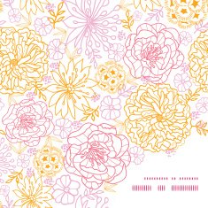 Vector flowers outlined frame corner pattern background
