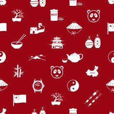 China theme icons white and red seamless pattern eps10 N2