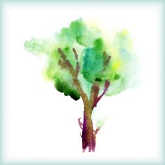 watercolor green tree N3