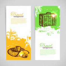 Banner set of travel colorful tropical splash backgrounds N2