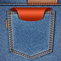 Back jeans pocket with red price tag label N2