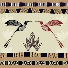 Abstract seamless texture with the image of bamboo and hummingbi N2