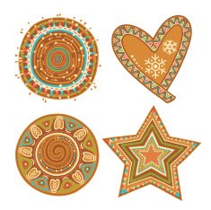 Ethnic ornament with circles heart star snowflake N2