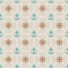 Seamless sea background of anchors and hand wheels endless pattern N2
