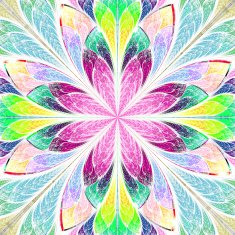 Multicolor beautiful fractal in stained glass window style N19