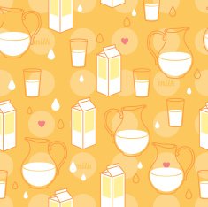 Seamless milk theme pattern Box glass and jar Orange color