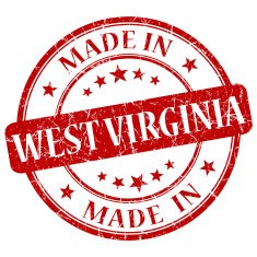 made in West Virginia red round grunge isolated stamp