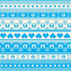 Seamless Winter Sweater pattern with Hearts and Owls N10