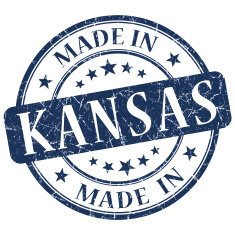 made in Kansas blue round grunge isolated stamp