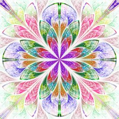 Multicolor beautiful fractal in stained glass window style N20