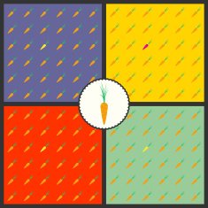 Set of 4 patterns with cute carrots