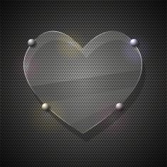 Glass heart on metal grid Vector illustration N2
