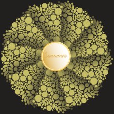 flower circle design isolate green lace ornament place for text N2