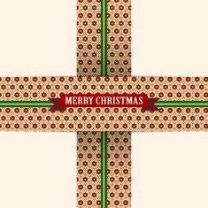 Christmas Red Green Ribbon with Flowers
