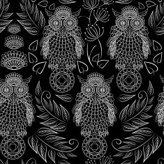 seamless pattern with lace decorative owls
