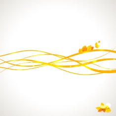 Autumn abstract vector background Orange waves with leaves N2