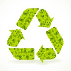 Recycle symbol with leaves texture Eco background
