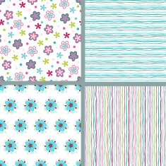 Set of seamless decorative floral and strip patterns N2