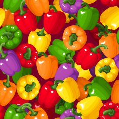 Vector seamless background with colorful bell peppers N2