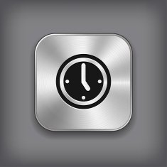 Clock icon - vector metal app button