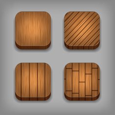 Set of wood textured buttons