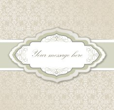Greeting Card with vintage frame over seamless Victorian background