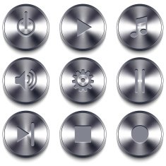 Vector metal buttons for media player