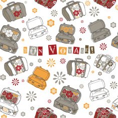 Hand drawn Travel bags vector seamless pattern N2