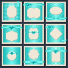 Vintage patterned cards with gift bows and ribbons