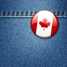 Canadian Flag Badge on Denim Fabric Texture N2