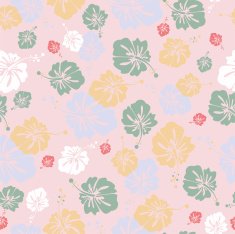 HIBISCUS PATTERN ON ROSY BACKGROUND N2