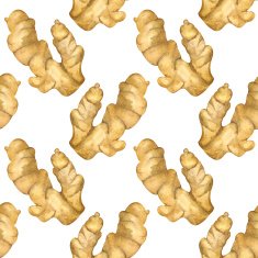 Watercolor seamless pattern with root ginger