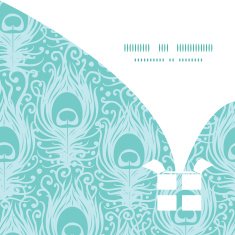 Vector soft peacock feathers Christmas gift box silhouette pattern frame N2
