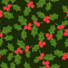 Winter seamless pattern with stylized holly leaves N2
