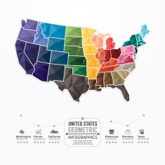 United states Map Infographic Template geometric concept banner N2