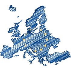 Europe flag map on white background N2