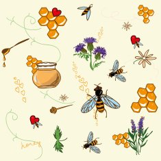 Honey love seamless vector background N2