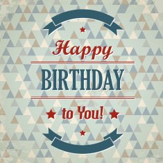 red and blue retro triangular happy birthday