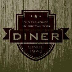 Vintage Diner Label on Aged Wood