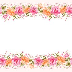 Border of flowers in vintage style N2