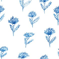 pattern flowers aquarelle cornflower