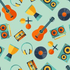 Seamless pattern with musical instruments in flat design style N3