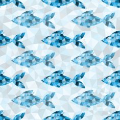 Geometric blue fish pattern