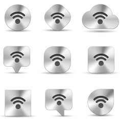 brush metal icon set of wireless