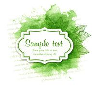 Vector watercolor spring illustration with leaf