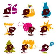 Set of Cute Winter Holiday Birds N2
