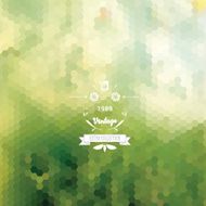 abstract green hexagon mosaic pattern background with vintage label N2