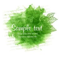 Vector watercolor spring illustration with leaf N2