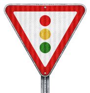 stoplight ahead warning sign