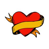 Classic tattoo vector heart and ribbon